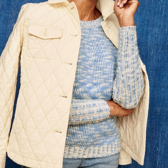 TALBOTS Blue Tie Dye Marled Knit Crewneck Sweater Women's L Petite LP - Picture 6 of 7